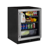 Marvel - 24'' Marvel Low Profile Built-In Beverage Center, Stainless Steel Frame Glass Door With Lock, Reversible Hinge