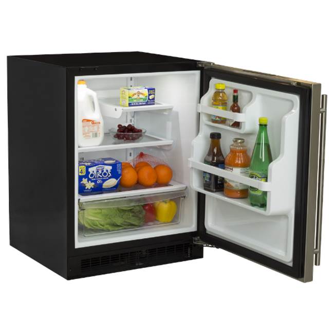 24'' Marvel Low Profile Built-In All Refrigerator With Maxstore Bin And Door Storage, Solid Stainless Steel Door With Lock, Right Hinge