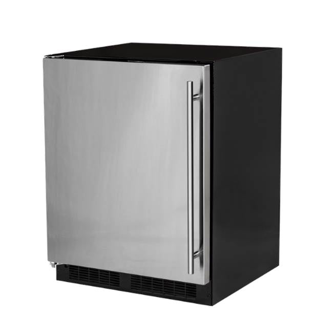 Marvel - 24'' Marvel Low Profile Built-In All Refrigerator With Maxstore Bin And Door Storage, Solid Stainless Steel Door With Lock, Left Hinge