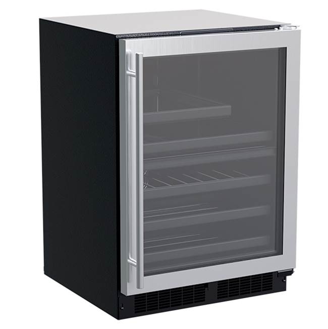 Marvel - 24'' Marvel Dual Zone Wine And Beverage Center, Stainless Steel, Glass Door, Reversible Door