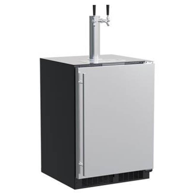 Marvel - 24'' Dispenser, Twin Beer & Beverage Tap, Stainless Steel, Solid Door, Reversible Door