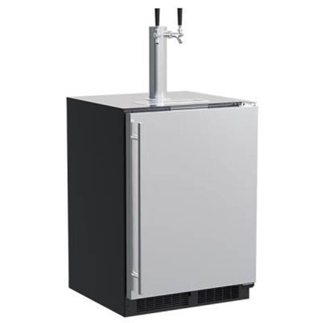 Marvel - 24'' Dispenser, Twin Beer & Beverage Tap, Stainless Steel, Solid Door, Reversible Door