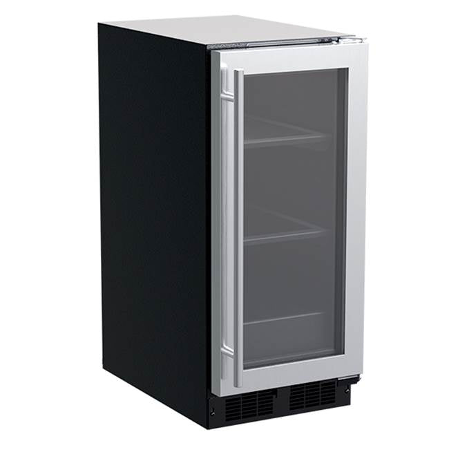 Marvel - 15'' Marvel Refrigerator, Stainless Steel, Glass Door, Reversible Door