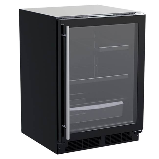 Marvel - 24'' Marvel Refrigerator With Convertible Shelves And Maxstore Bin, Black Solid Door, Reversible Door