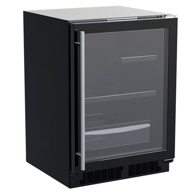 Marvel - 24'' Marvel Refrigerator With Convertible Shelves And Maxstore Bin, Black Solid Door, Reversible Door