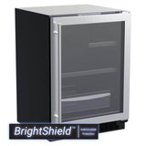 Marvel - 24'' Refrigerator, BrightShield, Stainless Steel, Glass Door, Reversible Door - Stainless Steel