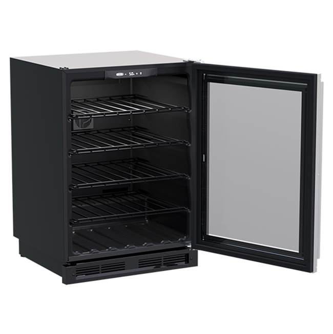 24'' Marvel Single Zone Wine Refrigerator, Stainless Steel, Glass Door, Reversible Door