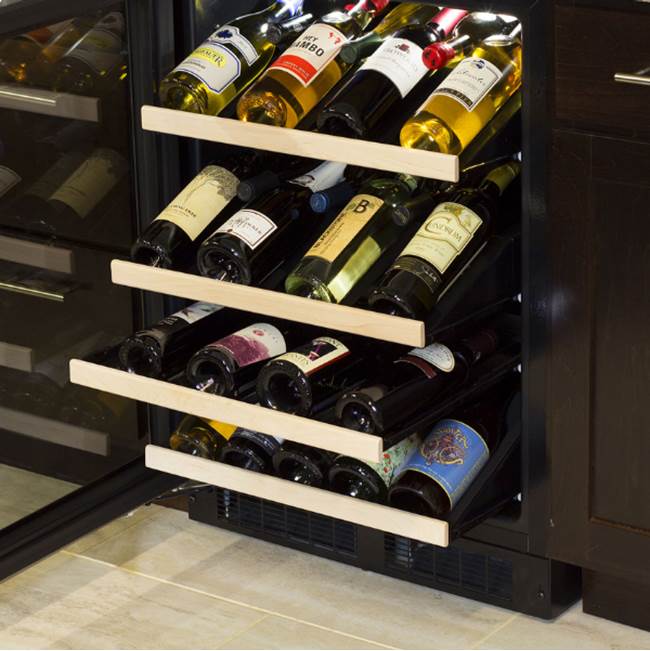 24'' Marvel Gallery High Efficiency Single Zone Wine Refrigerator, Stainless Steel Frame Glass Door, Reversible Door