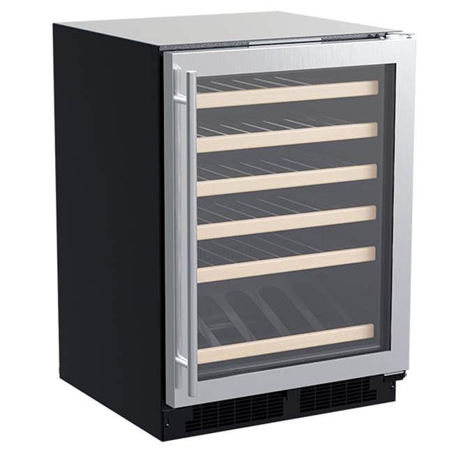 Marvel - 24'' Marvel High Efficiency Single Zone Wine Refrigerator, Stainless Steel, Glass Door, Reversible Door