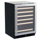 Marvel - 24'' Marvel High Efficiency Single Zone Wine Refrigerator, Stainless Steel, Glass Door, Reversible Door