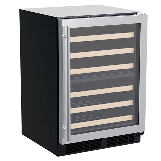 Marvel - 24'' Marvel High Efficiency Dual Zone Single Zone Wine Refrigerator, Stainless Steel, Glass Door, Reversible Door