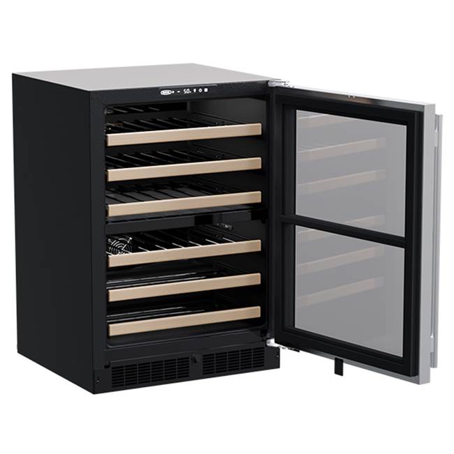 24'' Marvel High Efficiency Dual Zone Single Zone Wine Refrigerator, Stainless Steel, Glass Door, Reversible Door