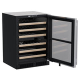 24'' Marvel High Efficiency Dual Zone Single Zone Wine Refrigerator, Stainless Steel, Glass Door, Reversible Door