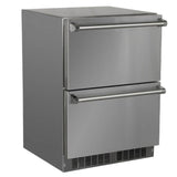 Marvel - 24'' Marvel Outdoor Built-In Refrigerated Drawers, Solid Stainless Steel Drawers With Lock