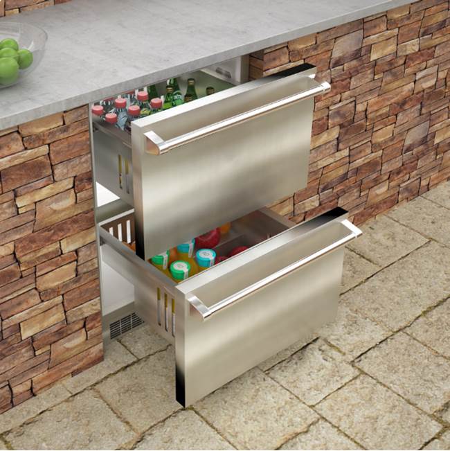 24'' Marvel Outdoor Built-In Refrigerated Drawers, Solid Stainless Steel Drawers With Lock