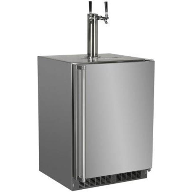 Marvel - 24'' Outdoor Dispenser, Twin Beer & Beverage Tap, Stainless Steel Door, Lock, Reversible Door