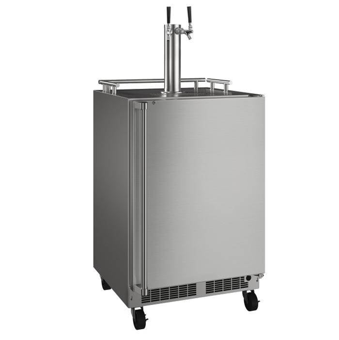 Marvel - 24'' Mobile Outdoor Dispenser, Twin Beer & Beverage Tap, Stainless Steel Door, Lock, Reversible Door