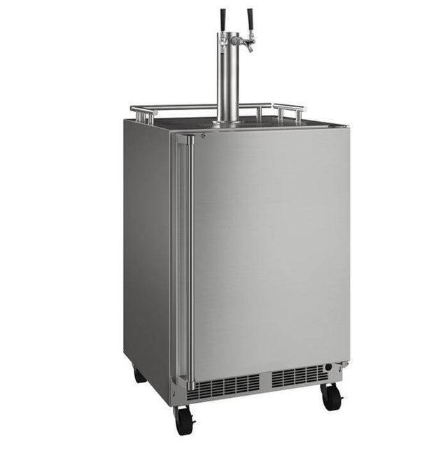 Marvel - 24'' Mobile Outdoor Dispenser, Twin Beer & Beverage Tap, Stainless Steel Door, Lock, Reversible Door