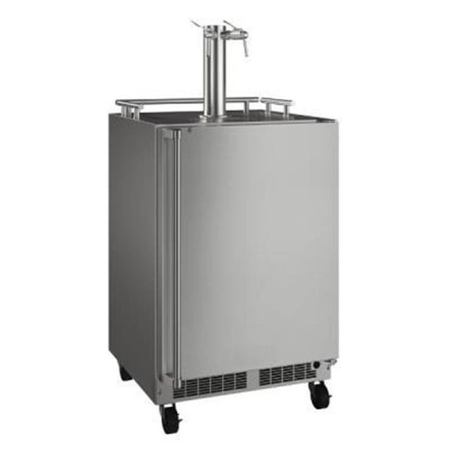 Marvel - 24'' Mobile Outdoor Dispenser, Twin Wine & Beverage Tap, Stainless Steel Door, Lock, Reversible Door