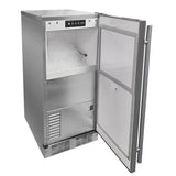 15'' Outdoor Nugget Ice Machine, Pump, Stainless Steel, Solid Door, Reversible Door