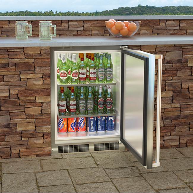 24'' Marvel Outdoor Built-In All Refrigerator, Solid Stainless Steel Door With Lock, Reversible Hinge