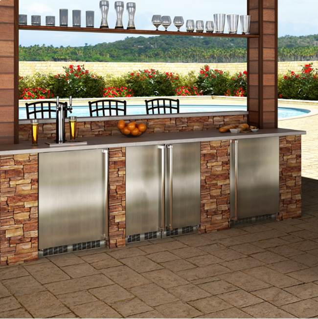 24'' Marvel Outdoor Built-In All Refrigerator, Solid Stainless Steel Door With Lock, Reversible Hinge