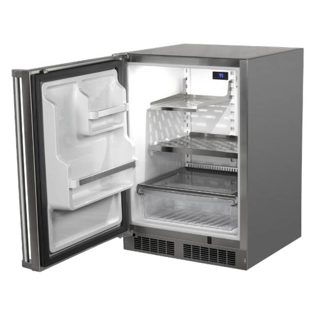 24'' Marvel Outdoor Built-In Refrigerator With Maxstore Bin And Door Storage, Solid Stainless Steel Door With Lock, Left Hinge
