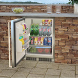 24'' Marvel Outdoor Built-In Refrigerator With Maxstore Bin And Door Storage, Solid Stainless Steel Door With Lock, Left Hinge