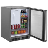 24'' Outdoor Refrigerator Freezer with Crescent Ice Maker, Stainless Steel, Solid Door, Lock, Reversible Door