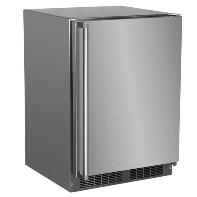 Marvel - 24'' Outdoor Refrigerator Freezer with Crescent Ice Maker, Stainless Steel, Solid Door, Lock, Reversible Door