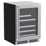 Marvel - 24'' Marvel Professional Dual Zone Wine And Beverage Center, Stainless, Glass Door, Lock, Reversible Door