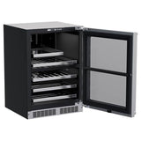 24'' Marvel Professional Dual Zone Wine And Beverage Center, Stainless, Glass Door, Lock, Reversible Door