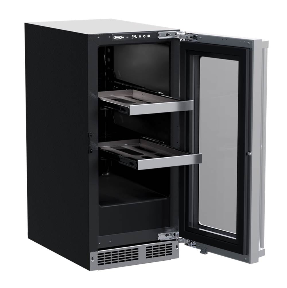 15'' Marvel Professional Beverage Center, Stainless, Glass Door, Lock, Reversible Door
