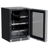 24'' Marvel Professional Refrigerator, Stainless, Glass Door, Lock, Reversible Door