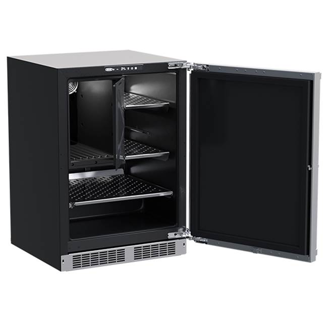 24'' Marvel Professional Refrigerator With Freezer, Stainless, Solid Door, Lock, Reversible Door