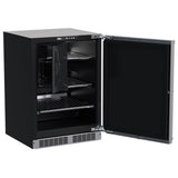 24'' Marvel Professional Refrigerator Freezer With Ice, Stainless, Solid Door, Lock, Reversible Door