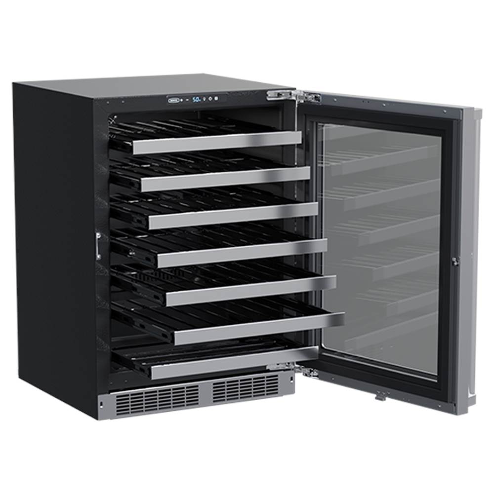 24'' Marvel Professional Single Zone Wine Refrigerator, Stainless, Glass Door, Lock, Reversible Door