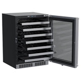 24'' Marvel Professional Single Zone Wine Refrigerator, Stainless, Glass Door, Lock, Reversible Door