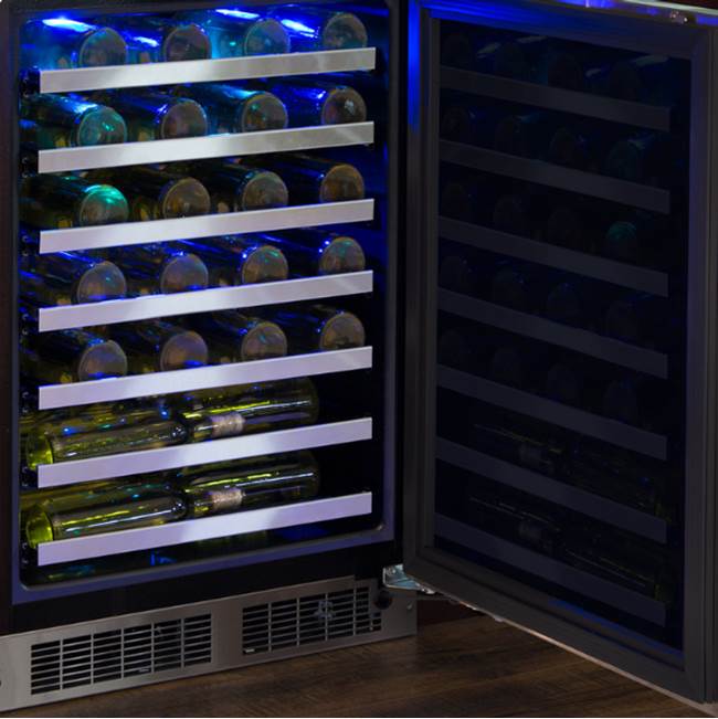 24'' Marvel Professional Single Zone Wine Refrigerator, Stainless, Glass Door, Lock, Reversible Door
