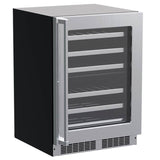 Marvel - 24'' Marvel Professional Dual Zone Wine Refrigerator, Stainless, Glass Door, Lock, Reversible Door