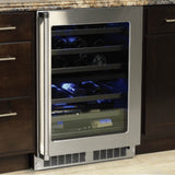 24'' Marvel Professional Dual Zone Wine Refrigerator, Stainless, Glass Door, Lock, Reversible Door