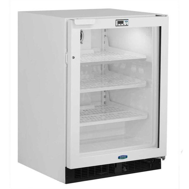 Marvel - 24'' Scientific Refrigerator, White, Glass Door, Lock, Probe Port, Right Hinge - White