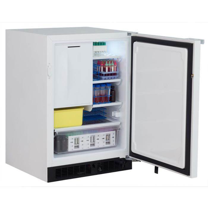 24'' Scientific Refrigerator Freezer, White, Solid Door, Lock, Probe Port, Right Hinge