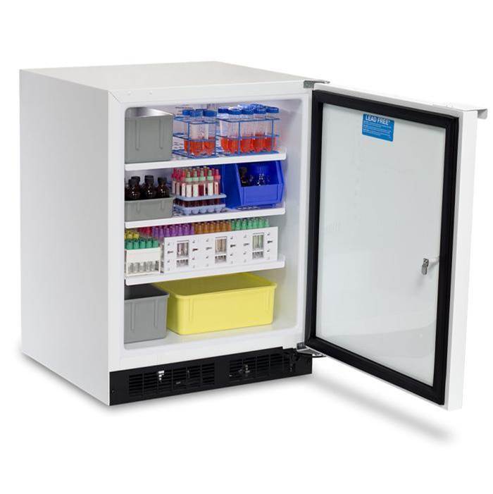 24'' Scientific Refrigerator, White, Solid Door, Lock, Probe Port, Right Hinge