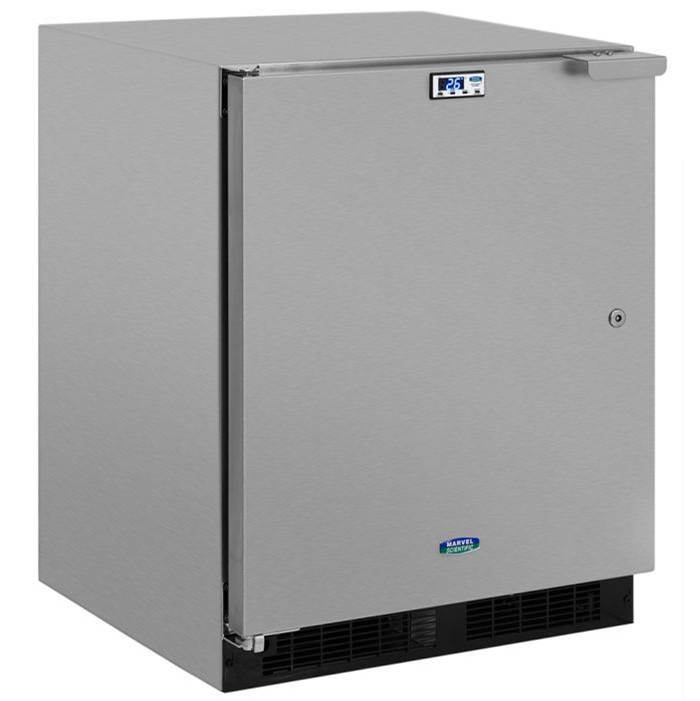 Marvel - 24'' Scientific Refrigerator, Stainless, Solid Door, Lock, Probe Port, Left Hinge - Stainless Steel