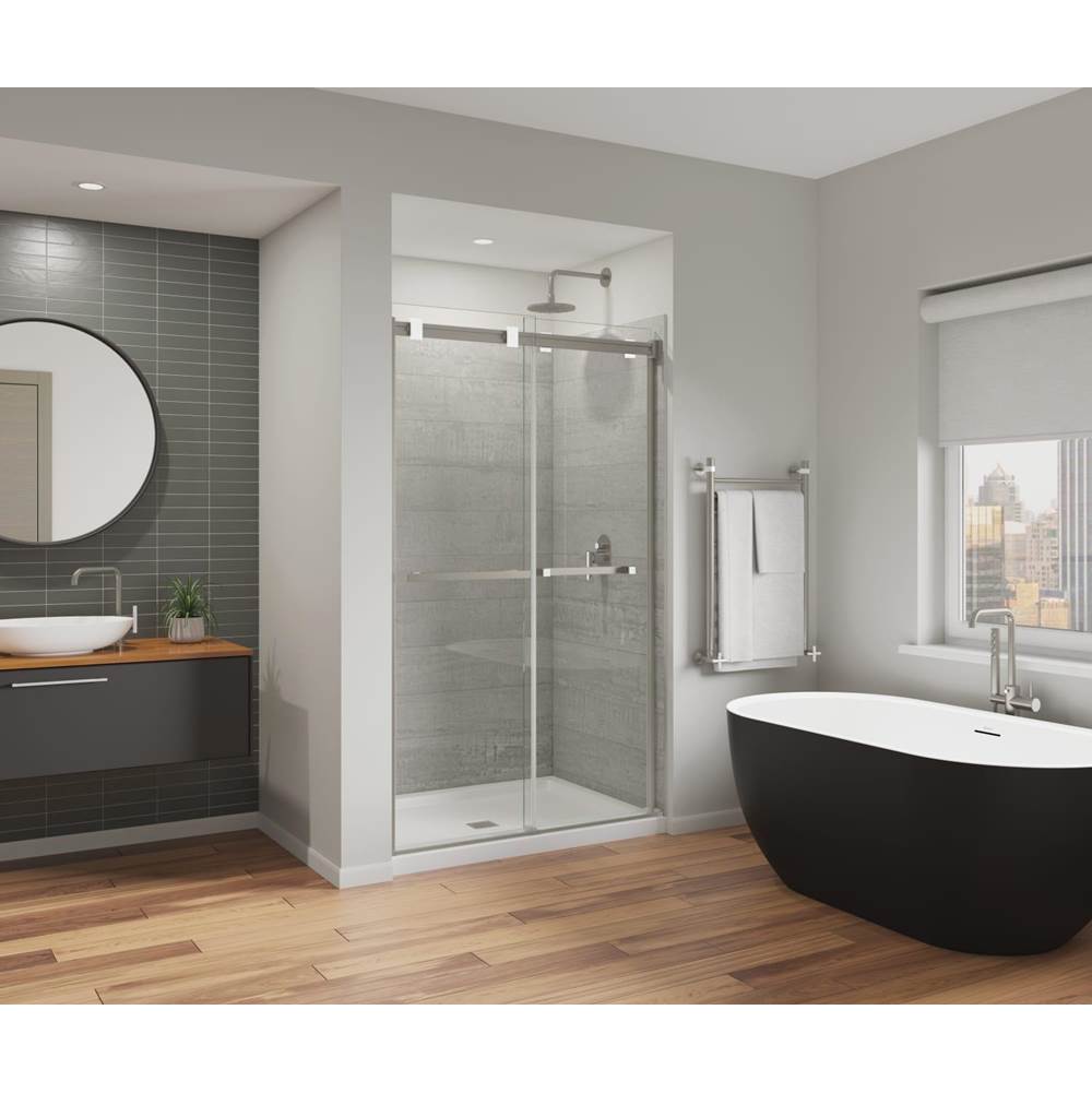 Maax - Duel Alto 44-47 X 78 in. 8mm Bypass Shower Door for Alcove Installation with GlassShield glass in Brushed Nickel & Matte White