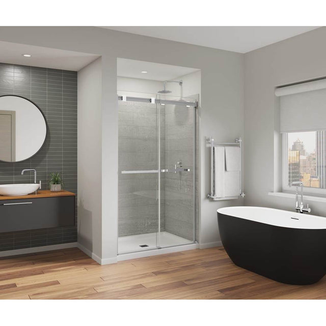 Maax - Duel Alto 44-47 X 78 in. 8mm Bypass Shower Door for Alcove Installation with GlassShield glass in Chrome & Matte White