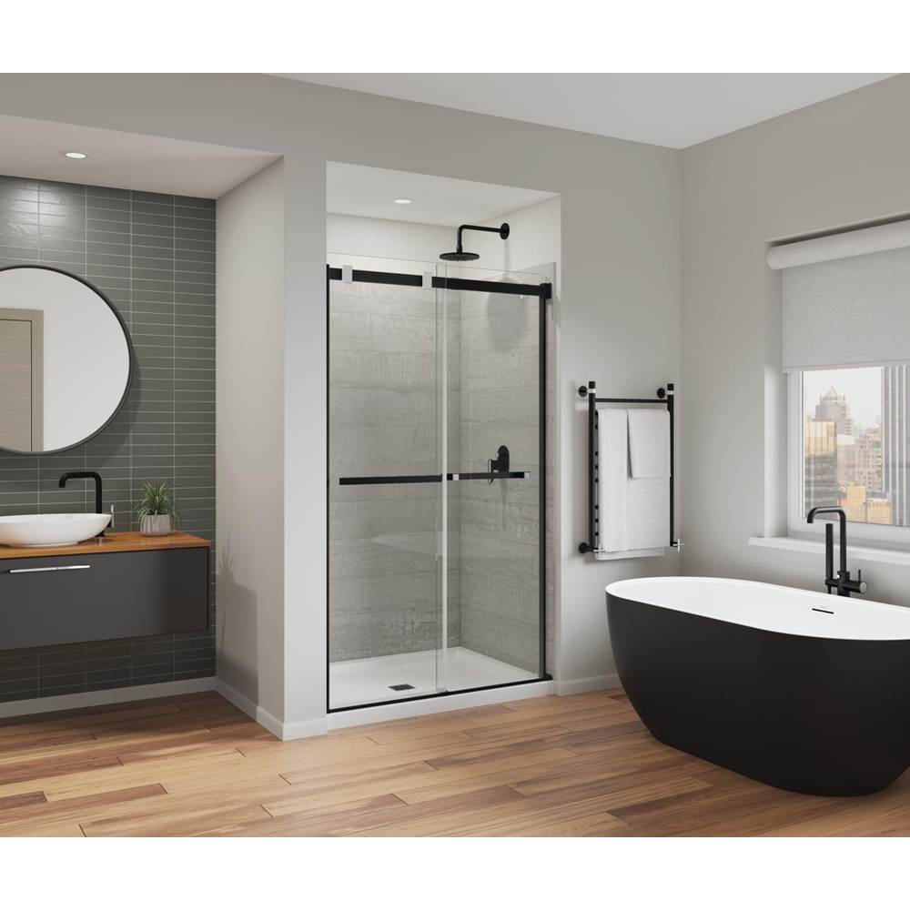 Maax - Duel Alto 44-47 X 78 in. 8mm Bypass Shower Door for Alcove Installation with GlassShield glass in Matte Black & Chrome