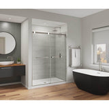 Maax - Duel Alto 56-59 X 78 in. 8mm Bypass Shower Door for Alcove Installation with GlassShield glass in Brushed Nickel & Matte White