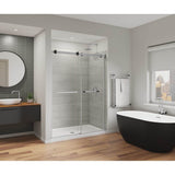 Maax - Duel Alto 56-59 X 78 in. 8mm Bypass Shower Door for Alcove Installation with GlassShield glass in Chrome & Matte Black